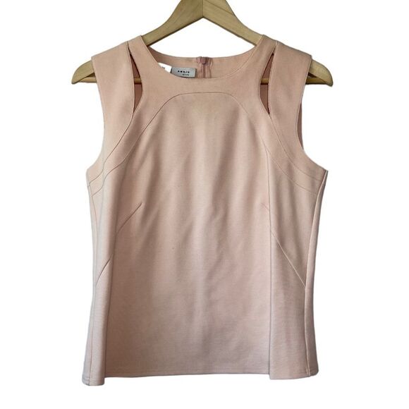 Akris Punto For Sax Fifth Avenue Pale Peach Back Zip Cut Out Top Sz 10 - Picture 1 of 6